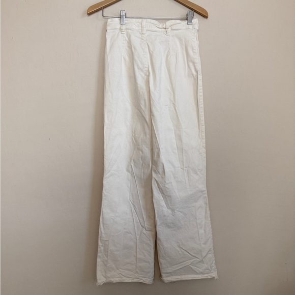 Marine Layer Bridget Full Length Raw Hem Pants Trousers High Waisted Wide Leg 4 - Picture 9 of 11